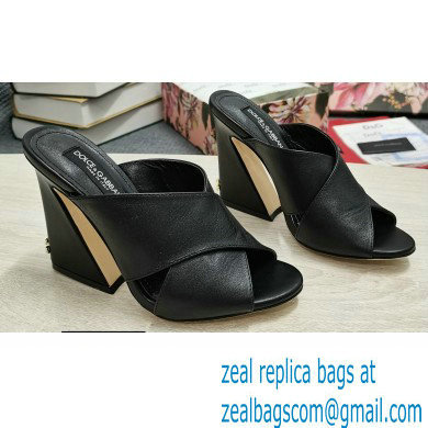 Dolce & Gabbana Heel 11cm Mules Calfskin Black with Geometric Heel 2022 - Click Image to Close